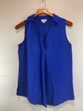 Liz Claiborne Sleeveless V-Neck Collared Cami in Cobalt Blue